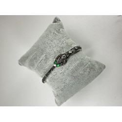 Gümüş Taşlı Yılan Desenli Bileklik